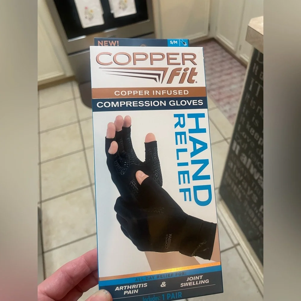 Copper Fit Hand Relief Compression Gloves, S/M